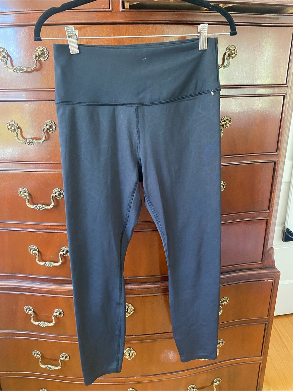 Spyder Women's Black High-Waist Leggings with Subtle Geo Texture